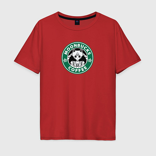 Мужская футболка оверсайз Лунное кофе / Красный – фото 1