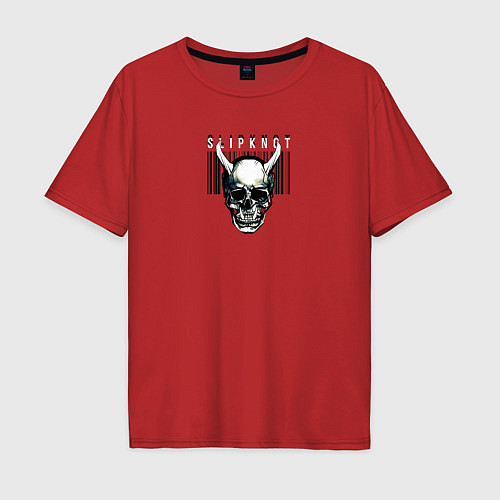 Мужская футболка оверсайз Slipknot череп демона / Красный – фото 1