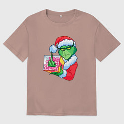 Футболка оверсайз мужская Гринч без подарка, цвет: пыльно-розовый