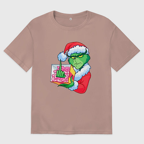 Мужская футболка оверсайз Гринч без подарка / Пыльно-розовый – фото 1