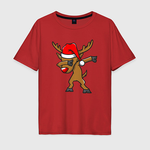 Мужская футболка оверсайз Deer dabbing / Красный – фото 1