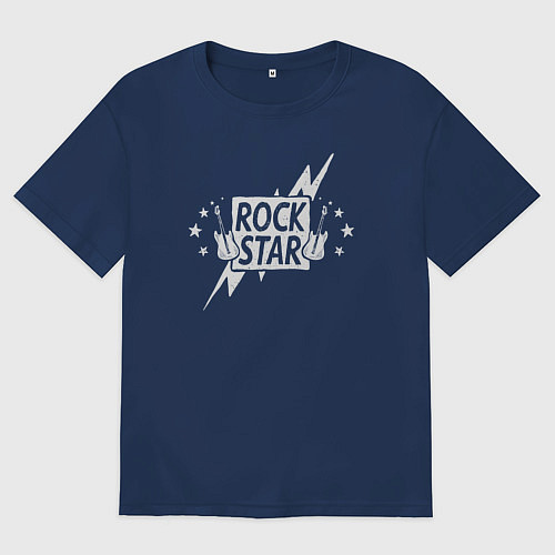 Мужская футболка оверсайз Guitar rock star / Тёмно-синий – фото 1