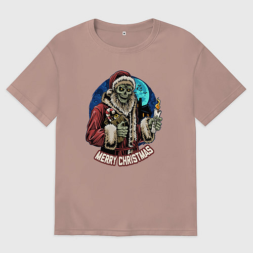 Мужская футболка оверсайз Dead Christmas / Пыльно-розовый – фото 1