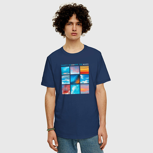 Мужская футболка оверсайз Sky 30STM / Тёмно-синий – фото 3