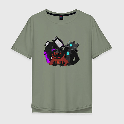 Мужская футболка оверсайз Камерамен ТВ мен м Спикермен / Авокадо – фото 1