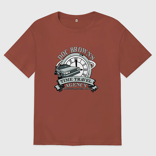 Мужская футболка оверсайз Time travel / Кирпичный – фото 1