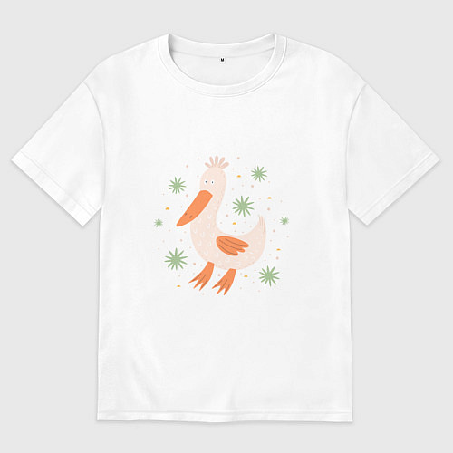 Мужская футболка оверсайз Гусь забавный / Белый – фото 1