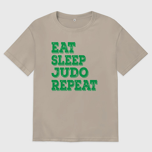Мужская футболка оверсайз Жизнь дзюдо / Миндальный – фото 1