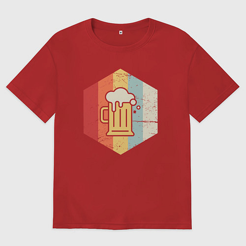 Мужская футболка оверсайз Кружечка пива / Красный – фото 1