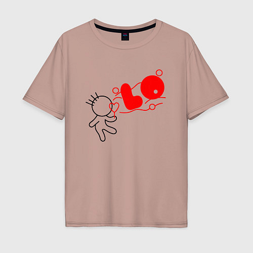 Мужская футболка оверсайз Человечек Lo / Пыльно-розовый – фото 1