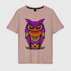 Мужская футболка оверсайз Purple owl