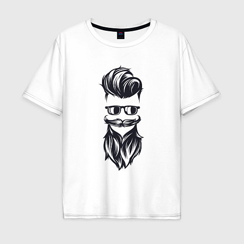 Мужская футболка оверсайз Модный бородач / Белый – фото 1