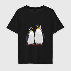Мужская футболка оверсайз Друзья-пингвины
