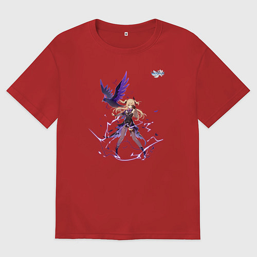 Мужская футболка оверсайз Фишль фон Люфтшлосс-Нарфидорт из Геншин Импакт / Красный – фото 1