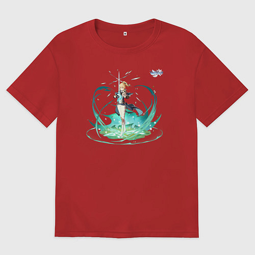 Мужская футболка оверсайз Джинн Гуннхильдр из Геншин Импакт / Красный – фото 1