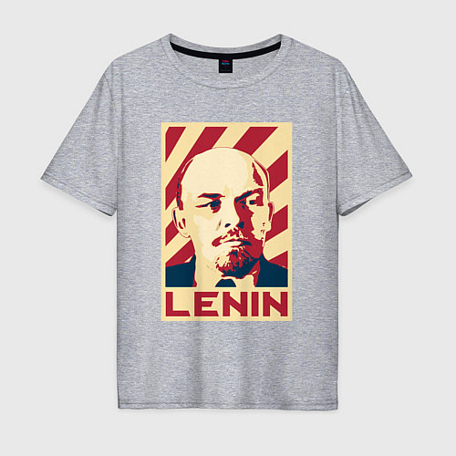 Мужская футболка оверсайз Vladimir Lenin / Меланж – фото 1