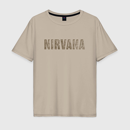 Мужская футболка оверсайз Nirvana grunge text / Миндальный – фото 1