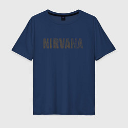 Футболка оверсайз мужская Nirvana grunge text, цвет: тёмно-синий