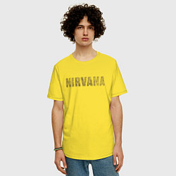 Футболка оверсайз мужская Nirvana grunge text, цвет: желтый — фото 2