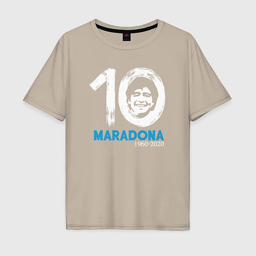 Мужская футболка оверсайз Maradona 10 / Миндальный – фото 1