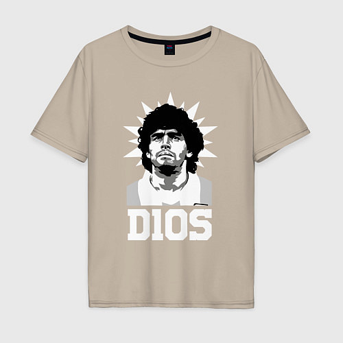 Мужская футболка оверсайз Dios Diego Maradona / Миндальный – фото 1