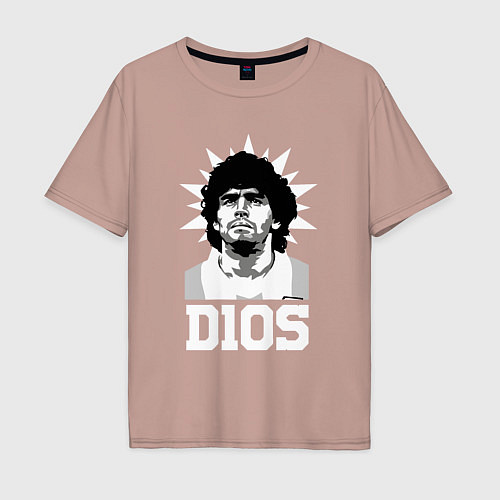 Мужская футболка оверсайз Dios Diego Maradona / Пыльно-розовый – фото 1