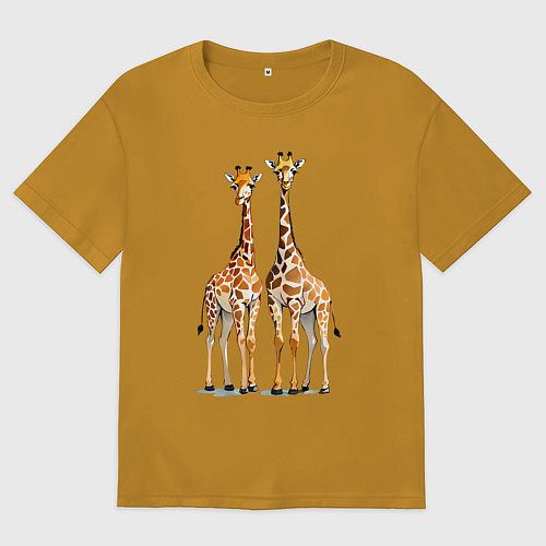 Мужская футболка оверсайз Друзья-жирафы / Горчичный – фото 1