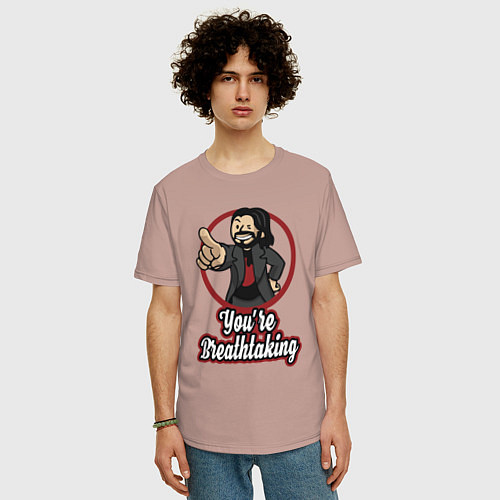 Мужская футболка оверсайз Vault Keanu Reeves / Пыльно-розовый – фото 3