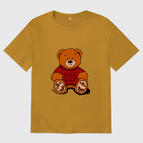 Мужская футболка оверсайз Мишка из СССР / Горчичный – фото 1