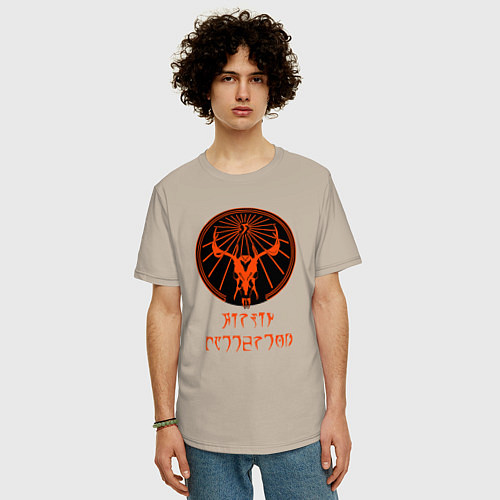 Мужская футболка оверсайз Хирсин / Миндальный – фото 3