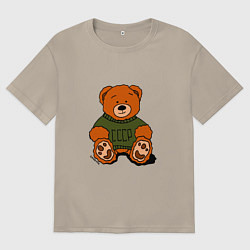 Футболка оверсайз мужская Мишка родом из СССР, цвет: миндальный