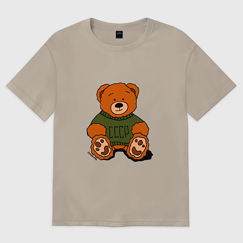 Мужская футболка оверсайз Мишка родом из СССР / Миндальный – фото 1