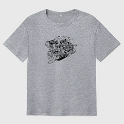 Футболка оверсайз мужская Мотор чертеж, цвет: меланж