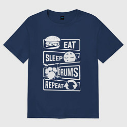 Мужская футболка оверсайз Еда сон барабаны