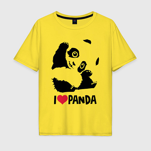 Мужская футболка оверсайз I love panda / Желтый – фото 1