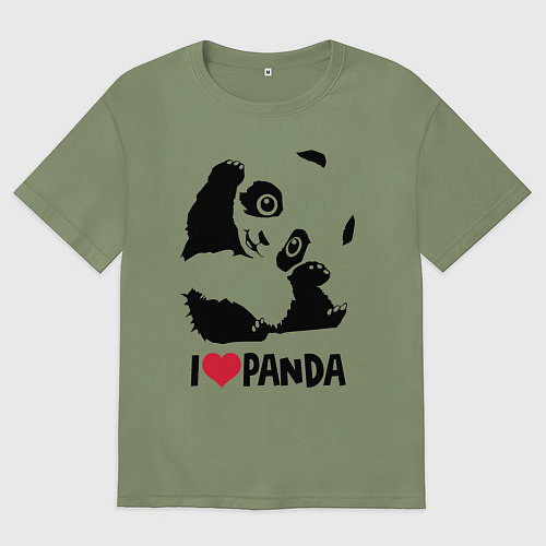 Мужская футболка оверсайз I love panda / Авокадо – фото 1