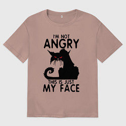 Футболка оверсайз мужская I am not angry cat, цвет: пыльно-розовый