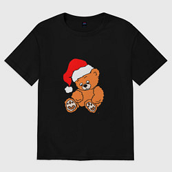 Футболка оверсайз мужская Плюшевый медведь в колпаке, цвет: черный