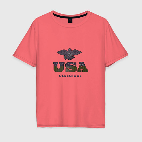 Мужская футболка оверсайз USA Oldschool / Коралловый – фото 1