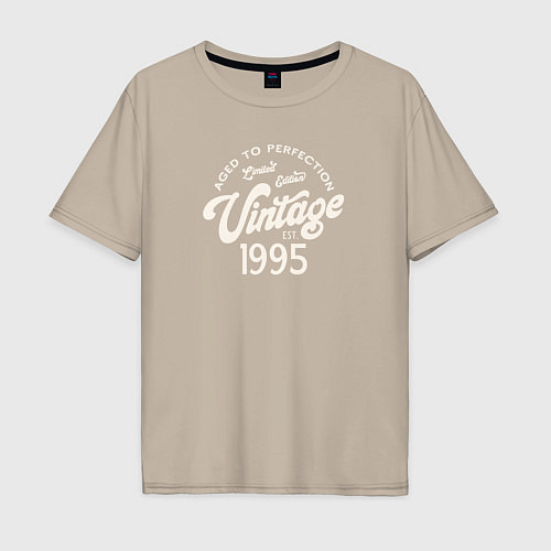 Мужская футболка оверсайз 1995 год - выдержанный до совершенства / Миндальный – фото 1