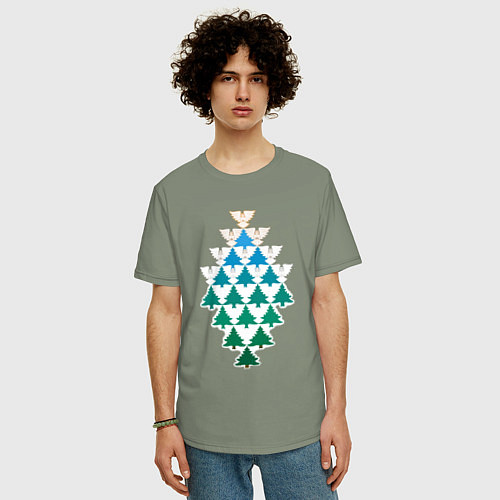 Мужская футболка оверсайз Ангелы и Елочки -рождественская метаморфоза в стил / Авокадо – фото 3