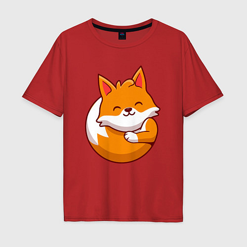 Мужская футболка оверсайз Orange fox / Красный – фото 1