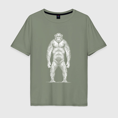 Мужская футболка оверсайз Шимпанзе в полный рост / Авокадо – фото 1