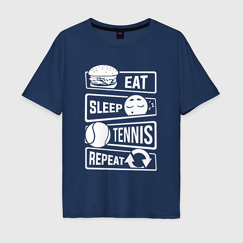 Мужская футболка оверсайз Еда сон теннис / Тёмно-синий – фото 1