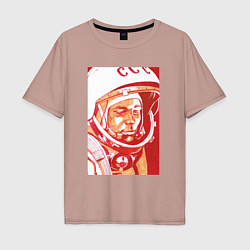 Футболка оверсайз мужская Gagarin in red, цвет: пыльно-розовый