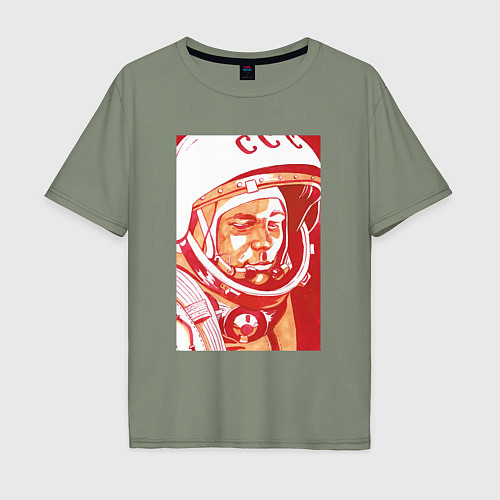 Мужская футболка оверсайз Gagarin in red / Авокадо – фото 1