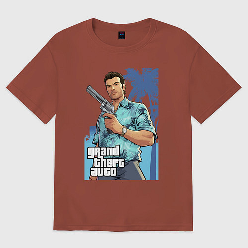 Мужская футболка оверсайз GTA - Томми Версетти / Кирпичный – фото 1