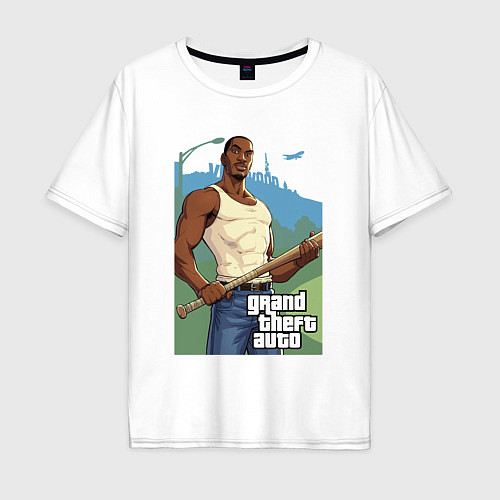 Мужская футболка оверсайз GTA - Карл Джонсон / Белый – фото 1