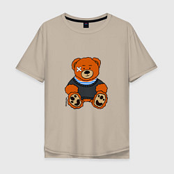 Мужская футболка оверсайз Медведь Вова с пластырем