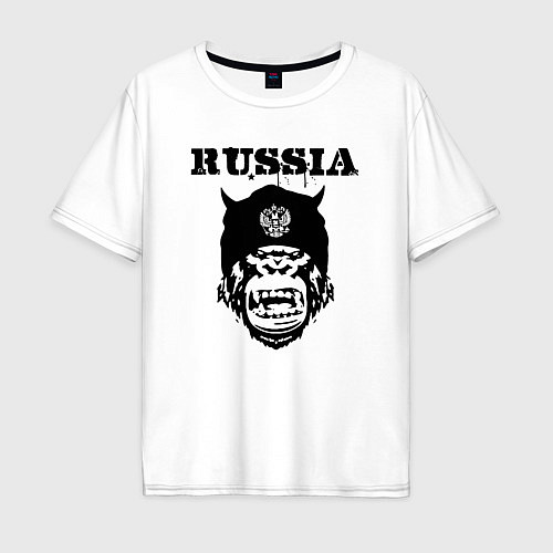 Мужская футболка оверсайз Russian gorilla / Белый – фото 1